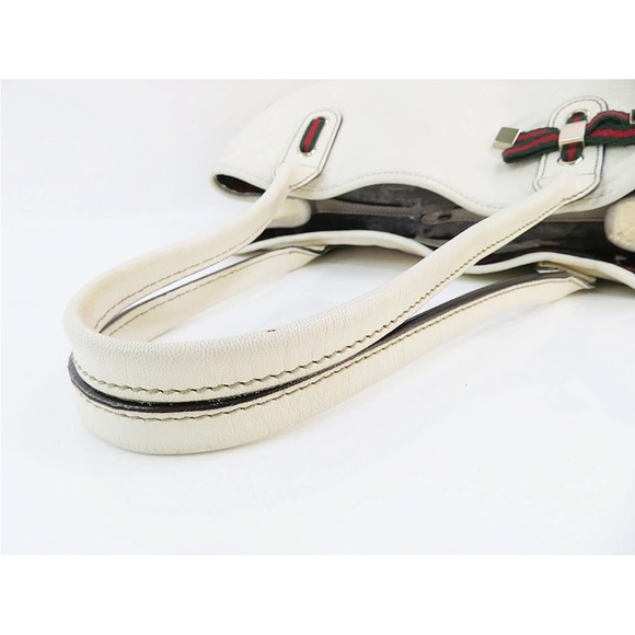 Gucci White Tote Bag with Red and Green Accents - Picture 7 of 12